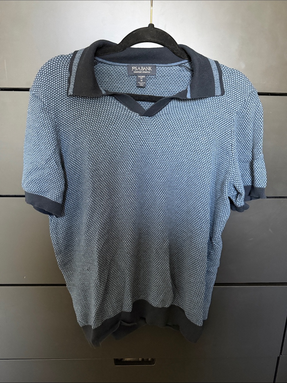 Jos. A. Bank Navy and Light Blue Textured Polo